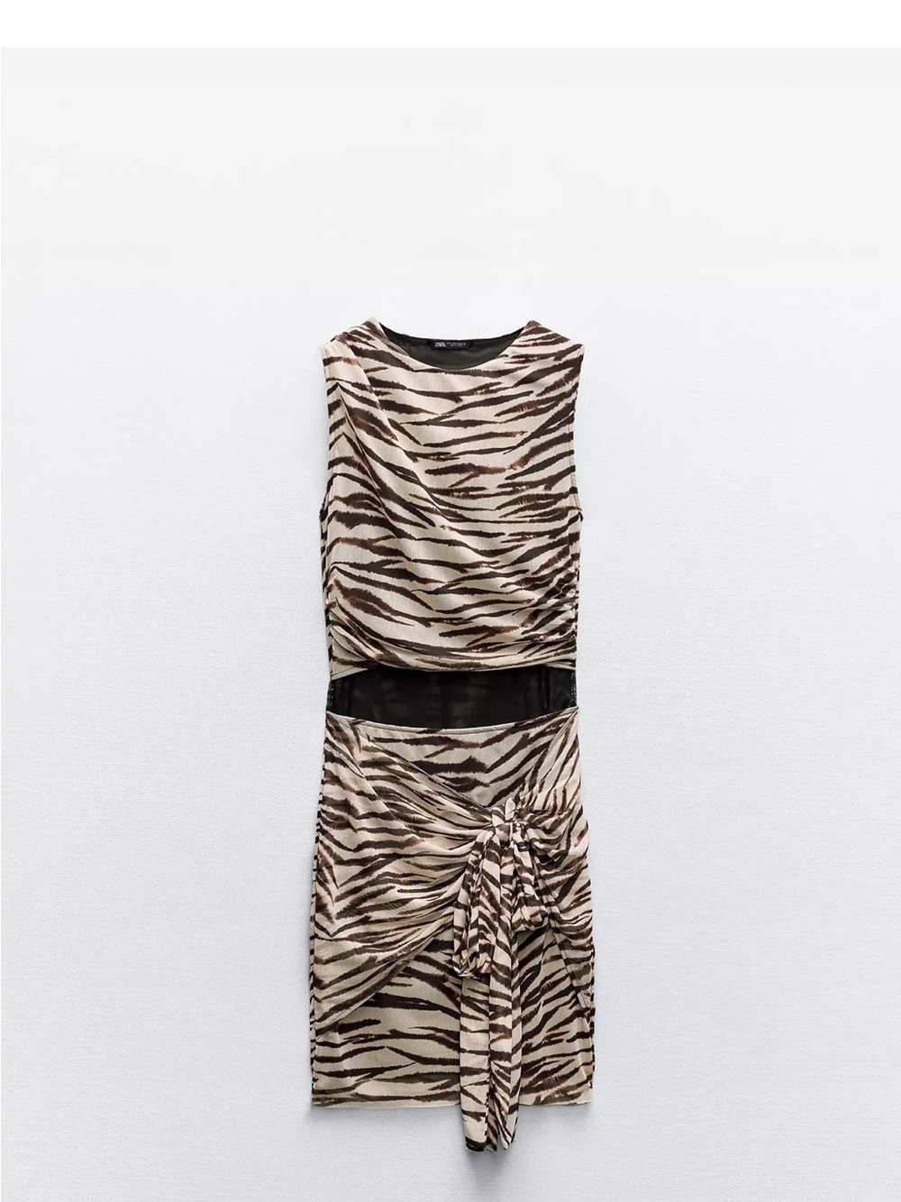 Zara Beige and Brown Zebra Print Mini Dress